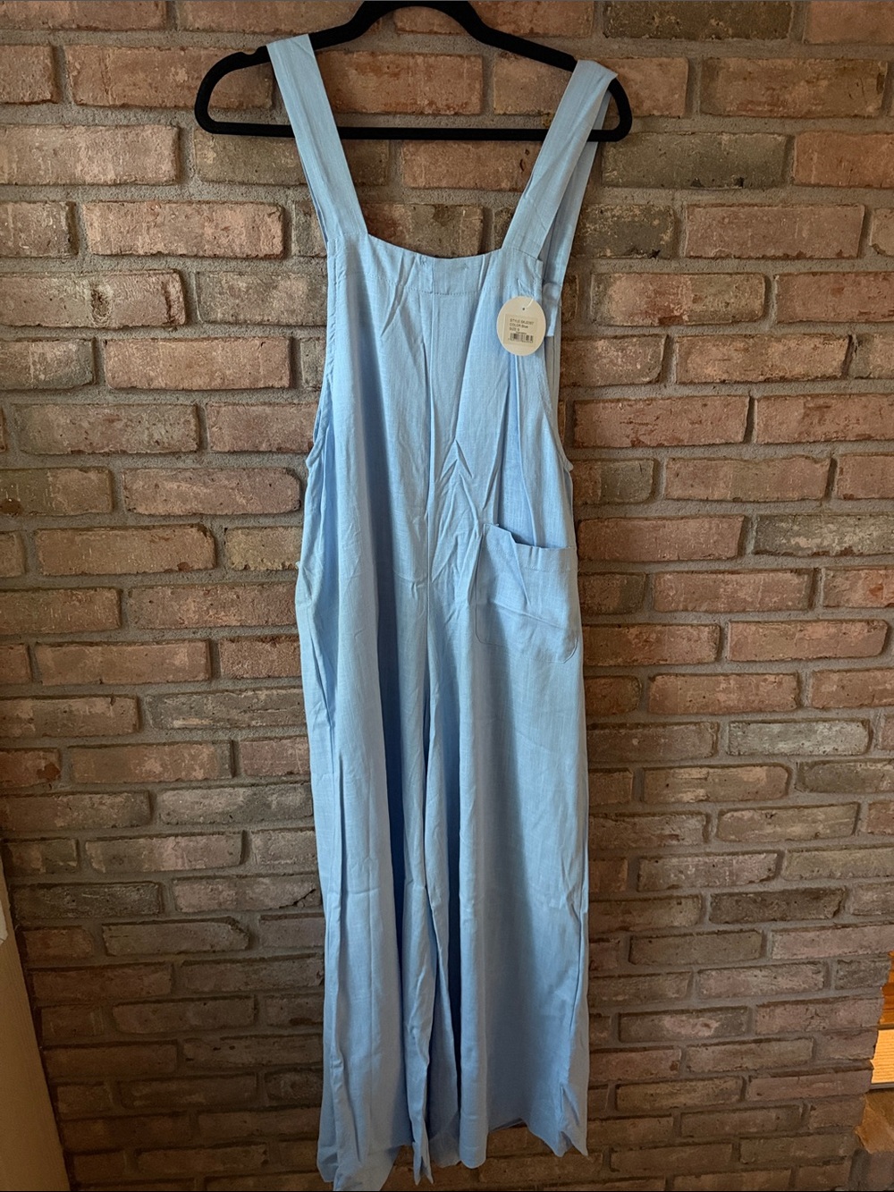 Women's Light Blue Wide-Leg Denim-Style Overalls - Picture 8 of 14